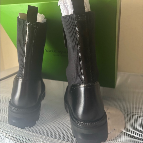 NWT Kate Spade Ribbed Black Lace-Up Boots. - Picture 5 of 6